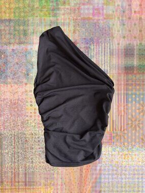 Black One Shoulder Top Asymmetrical Ruched Fitted Going Out Top